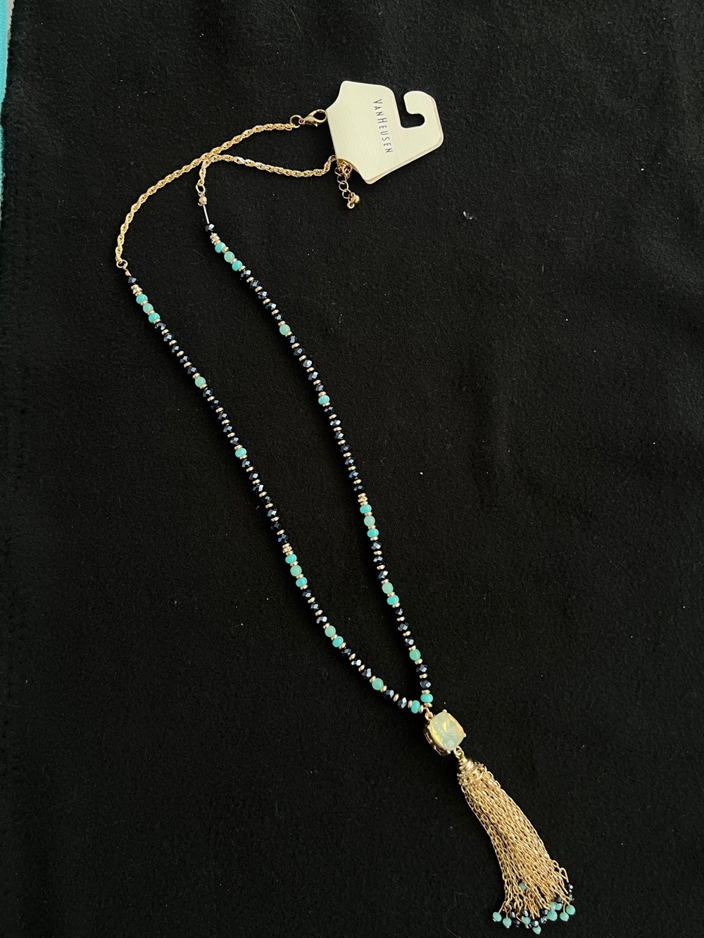 Van Heusen Gold & Turquoise Green Statement Necklace
